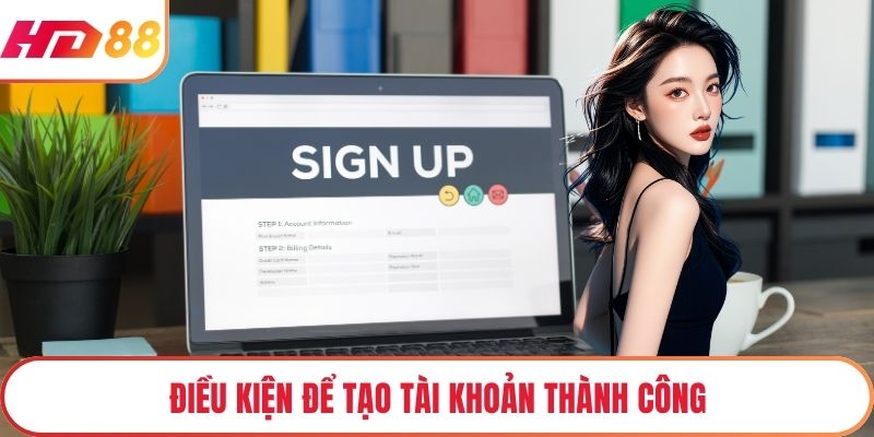 Điều kiện để tạo tài khoản thành công